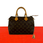Louis Vuitton Vintage Speedy 25 Monogram Leather Boston Bag Brown