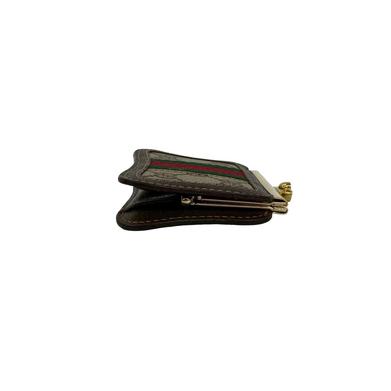 Gucci Vintage Sherry Line GG Logo Pattern Leather Kiss Lock Coin Purse Case — view 5
