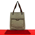 Gucci Vintage Sherry Line GG Logo Leather Tote Brown