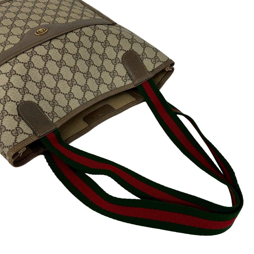 Gucci Vintage Sherry Line GG Logo Leather Tote Brown — view 4