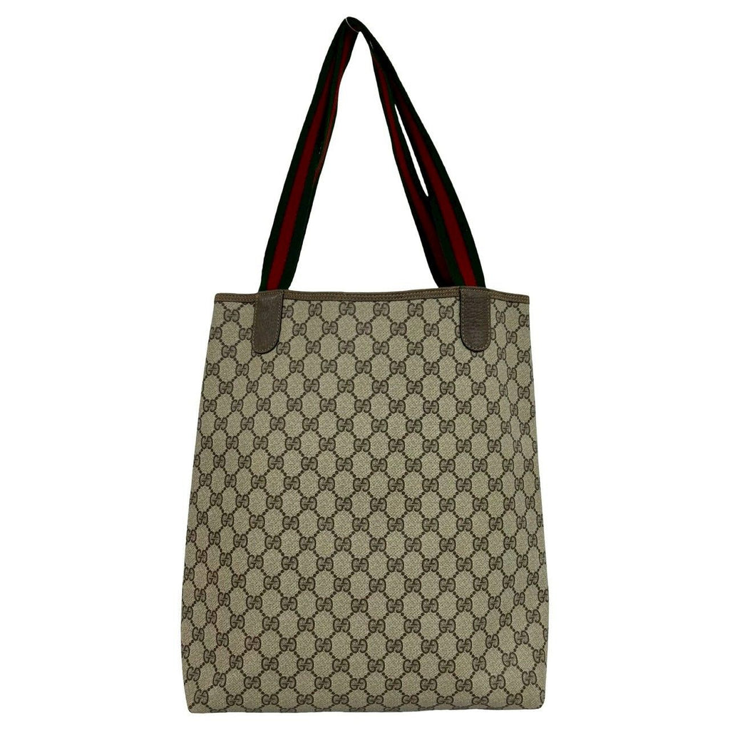 Gucci Vintage Sherry Line GG Logo Leather Tote Brown — view 3