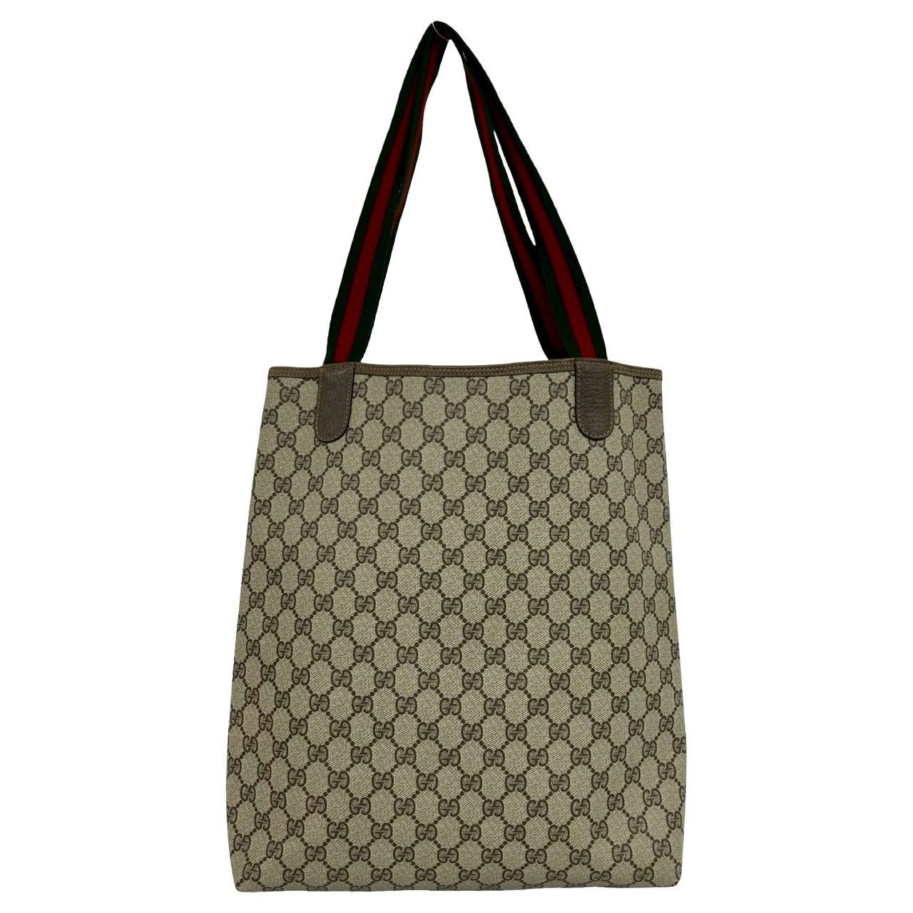 Gucci Vintage Sherry Line GG Logo Leather Tote Brown — view 3