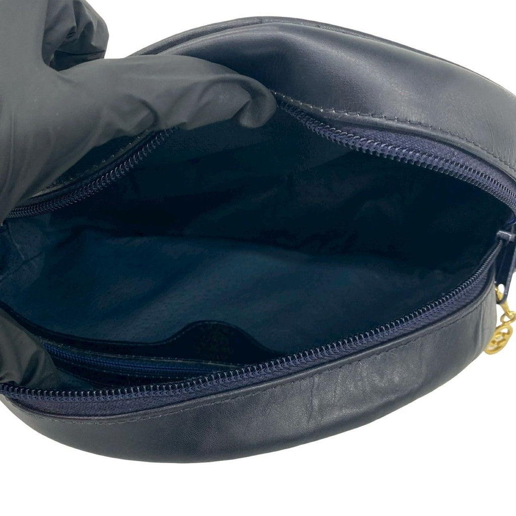 Gucci Vintage GG Logo Pattern Leather Shoulder Bag Pochette Crossbody Navy — view 9