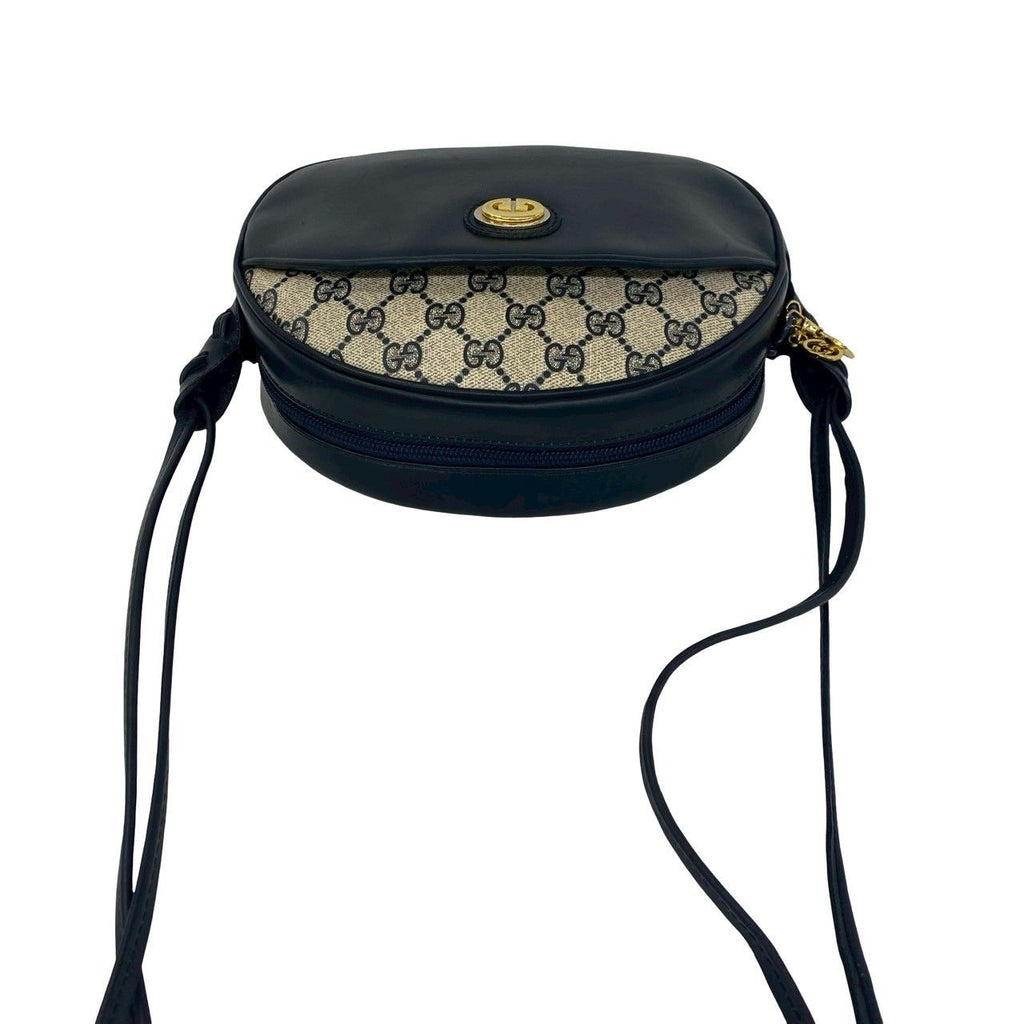 Gucci Vintage GG Logo Pattern Leather Shoulder Bag Pochette Crossbody Navy — view 4