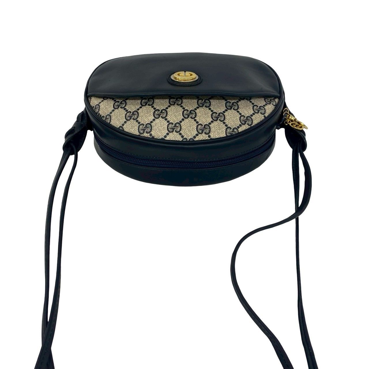Gucci Vintage GG Logo Pattern Leather Shoulder Bag Pochette Crossbody Navy — view 4