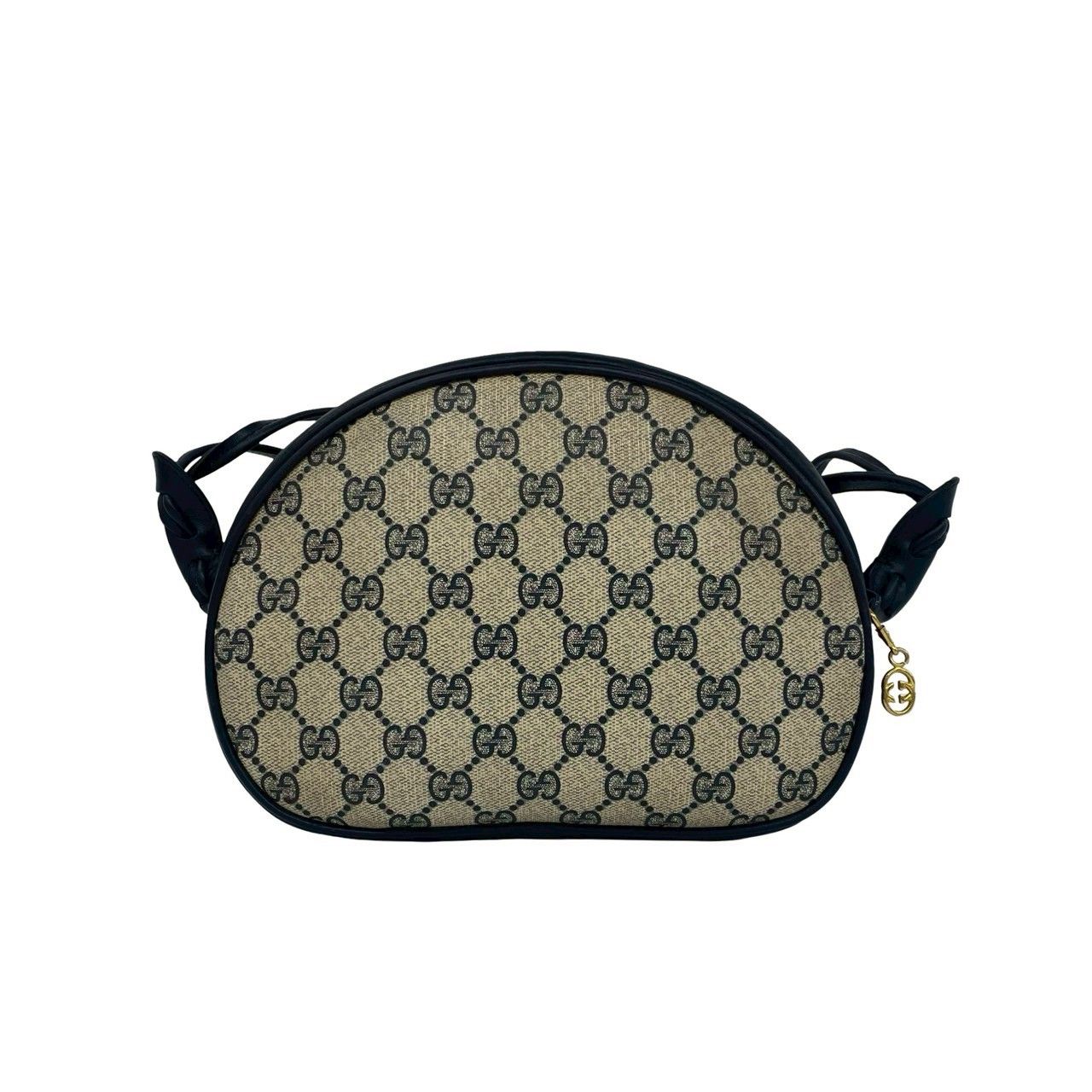 Gucci Vintage GG Logo Pattern Leather Shoulder Bag Pochette Crossbody Navy — view 3