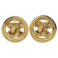 Chanel CC Logo Vintage Gold Plated Earrings