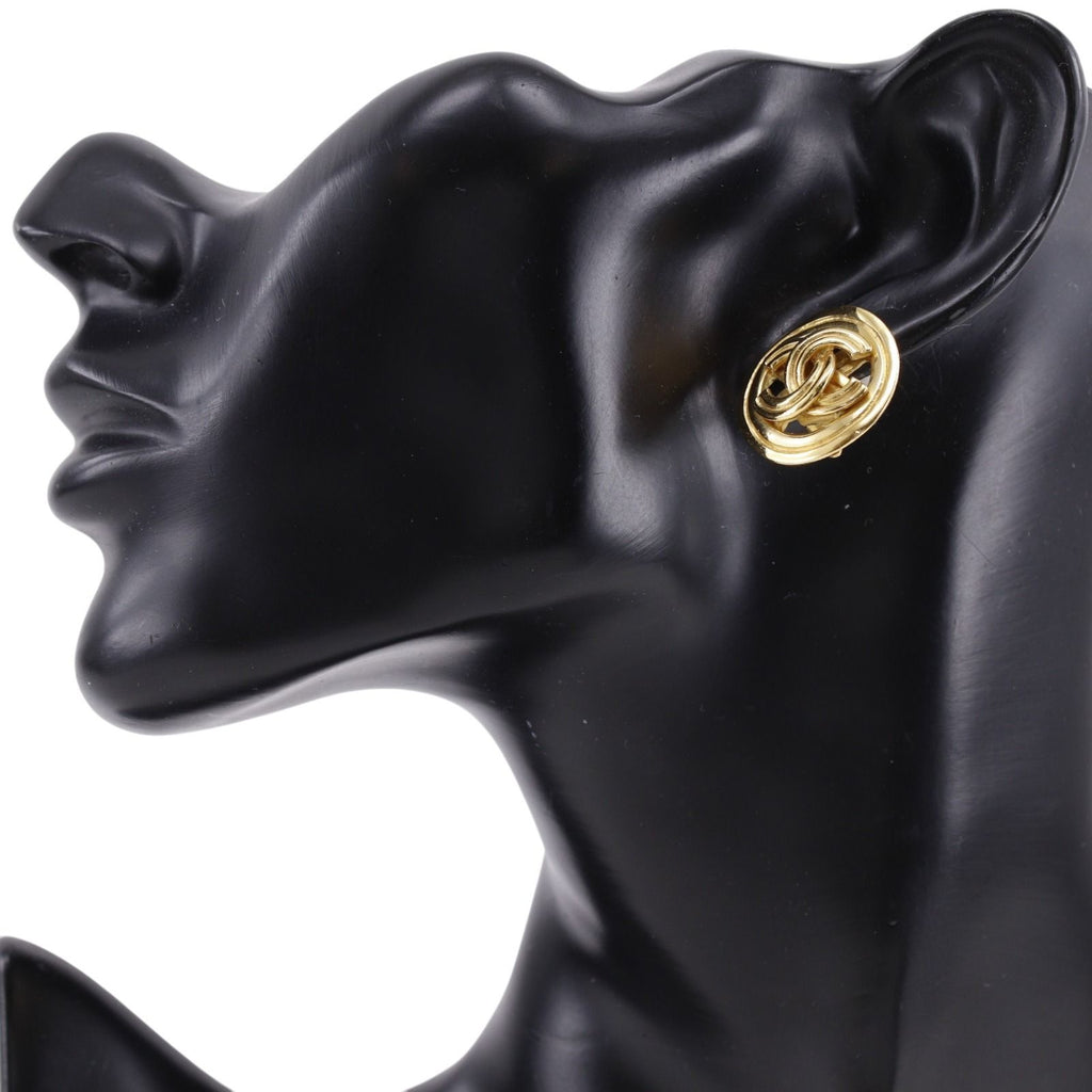 Chanel CC Logo Vintage Gold Plated Earrings — view 2