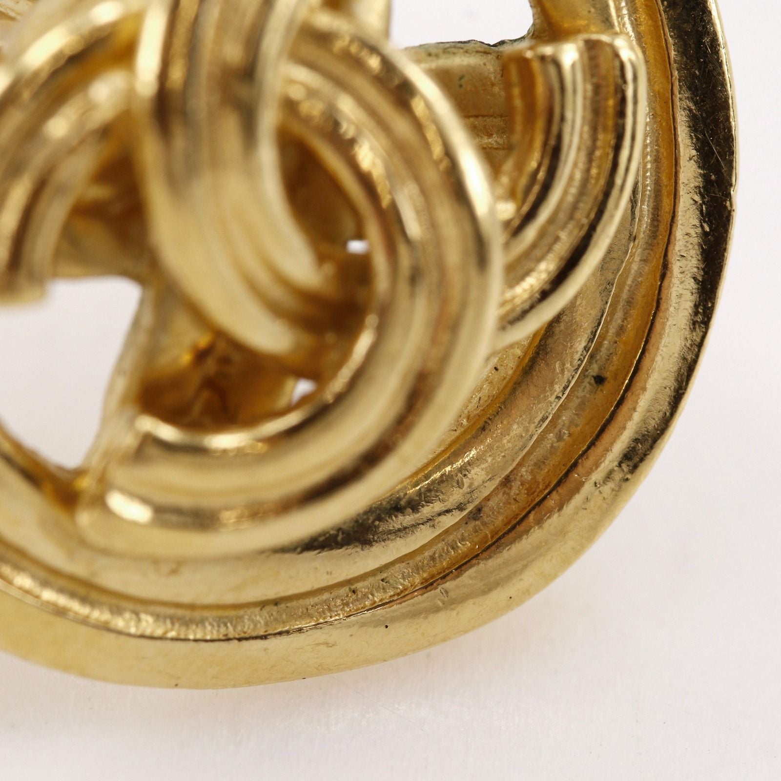 Chanel CC Logo Vintage Gold Plated Earrings — view 8