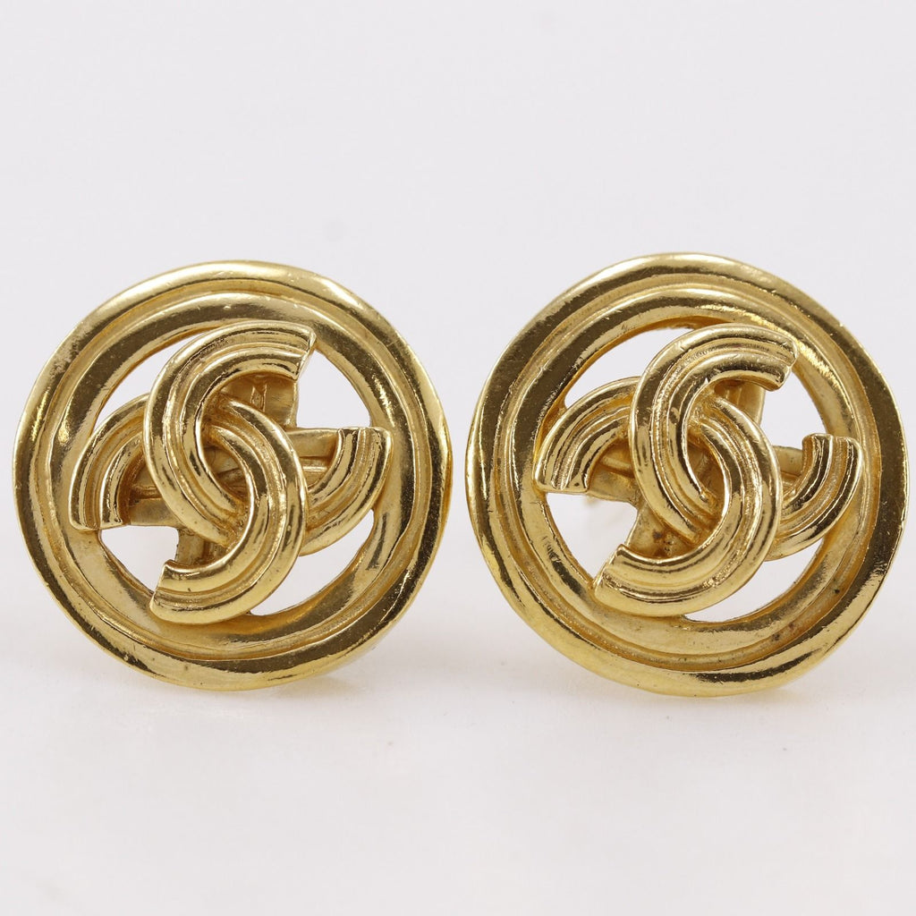 Chanel CC Logo Vintage Gold Plated Earrings — view 5