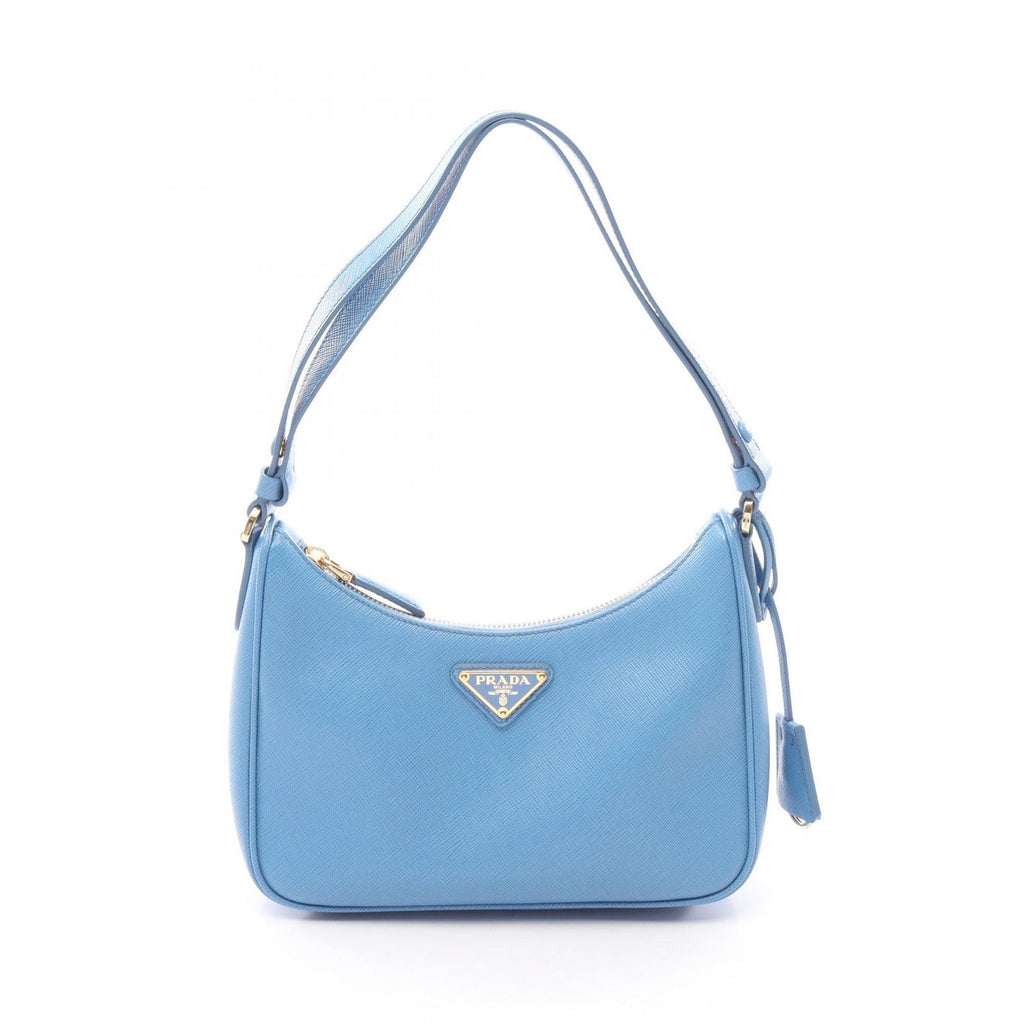 Prada Shoulder Bag Re Edition Blue Saffiano Leather