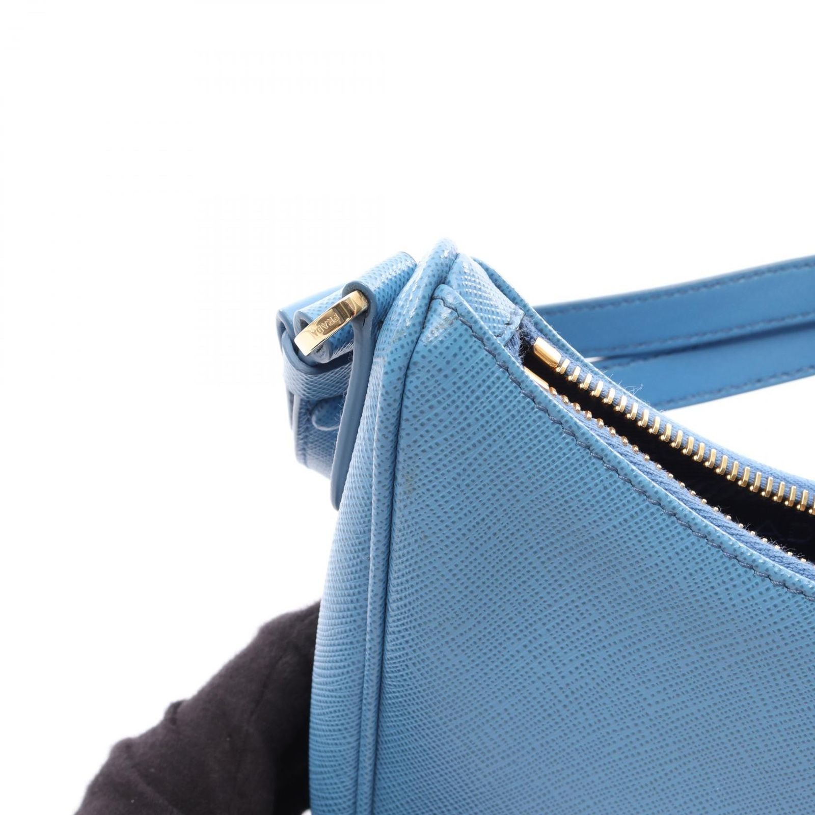 Prada Shoulder Bag Re Edition Blue Saffiano Leather — view 5