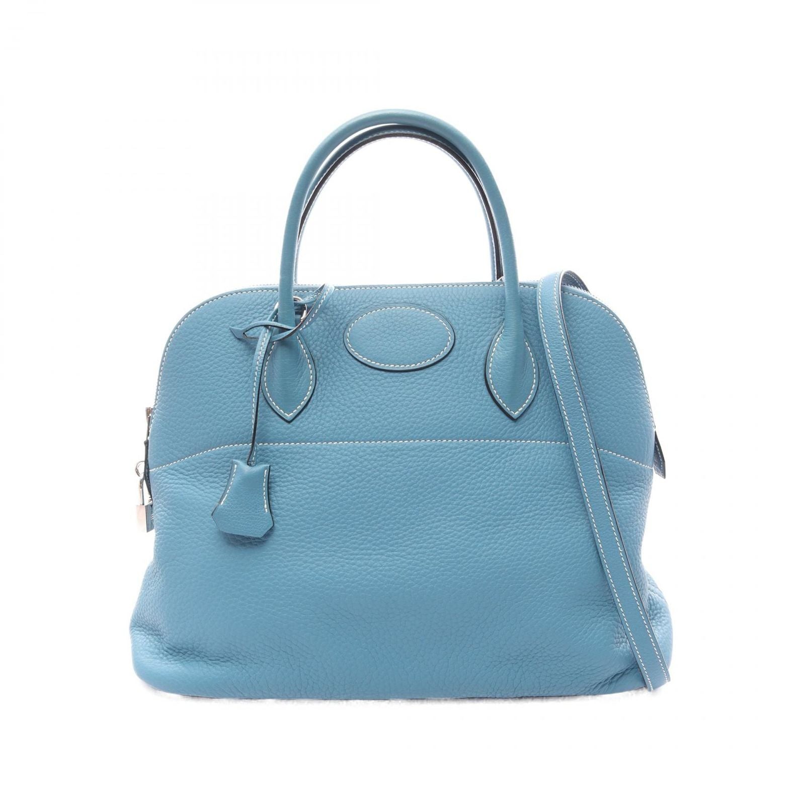 Hermes Handbag Bolide 35 Blue Jean 2-Way Leather