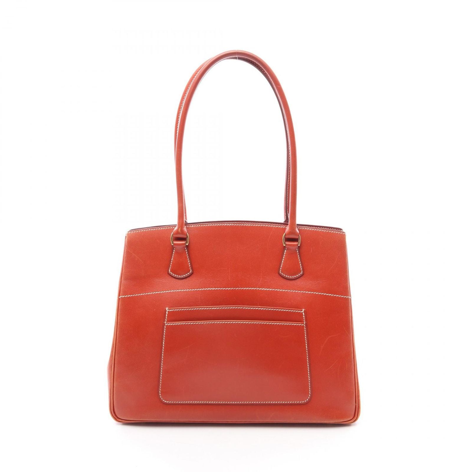 Hermes Tote la Red Brown Calf