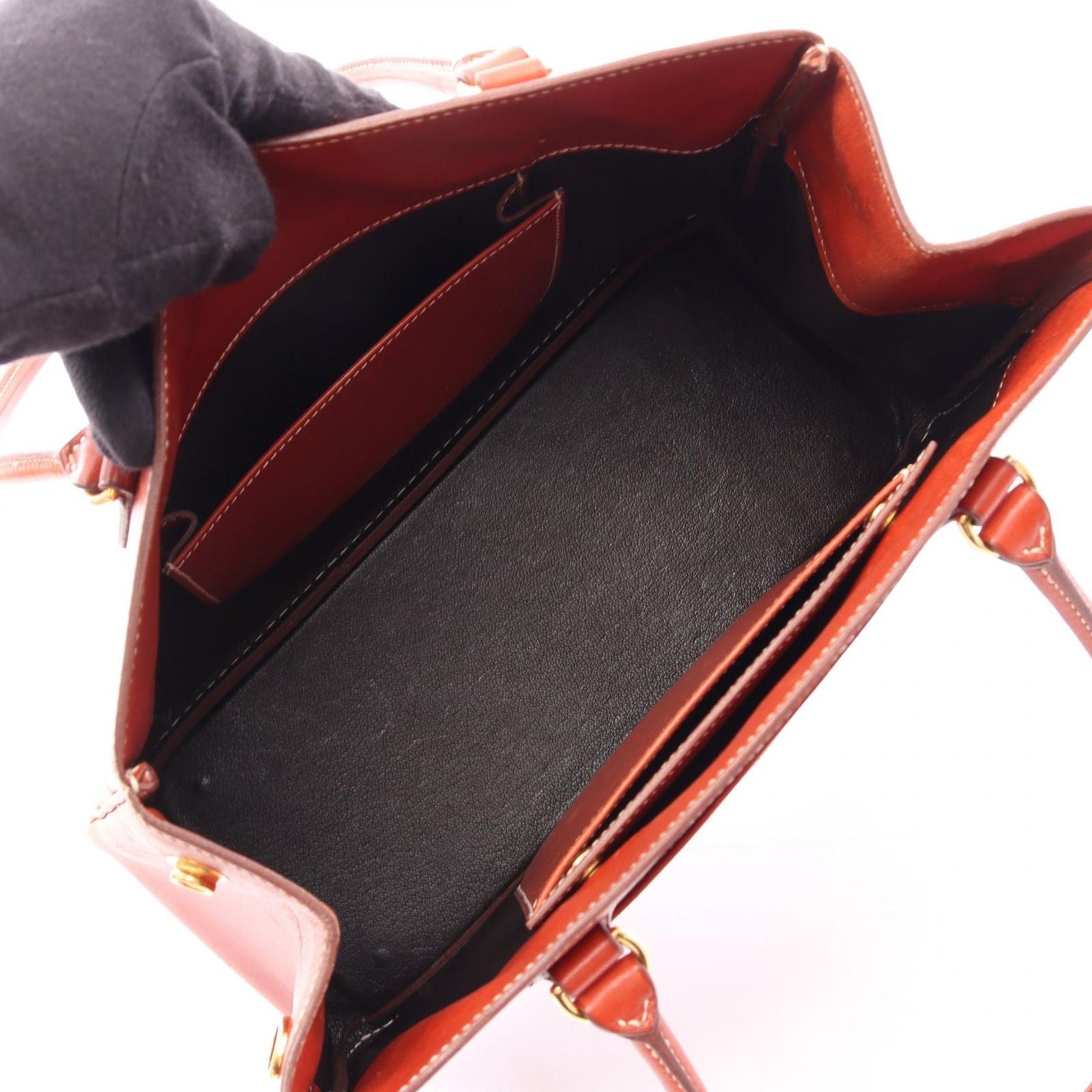 Hermes Tote la Red Brown Calf — view 3