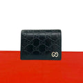 Gucci Box GG Logo Guccissima Leather Bifold Wallet Mini Card Case Black