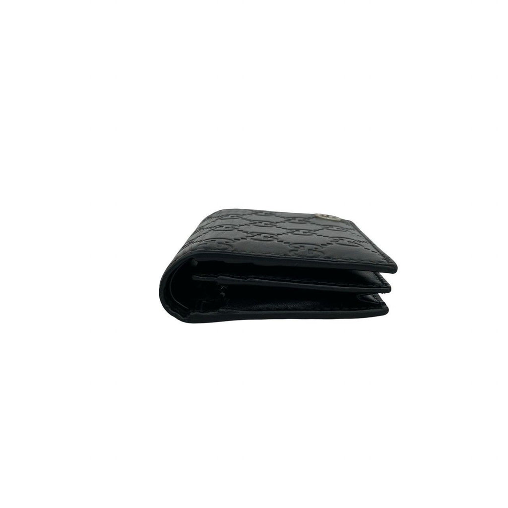Gucci Box GG Logo Guccissima Leather Bifold Wallet Mini Card Case Black — view 4