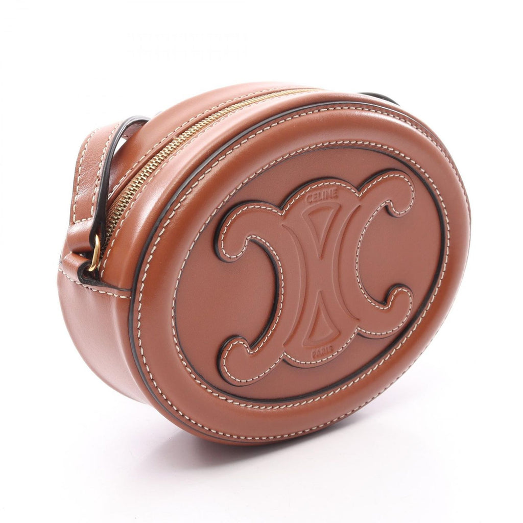 Celine Shoulder Bag Triomphe Oval Purse Cuir Brown Leather Cuil — view 2
