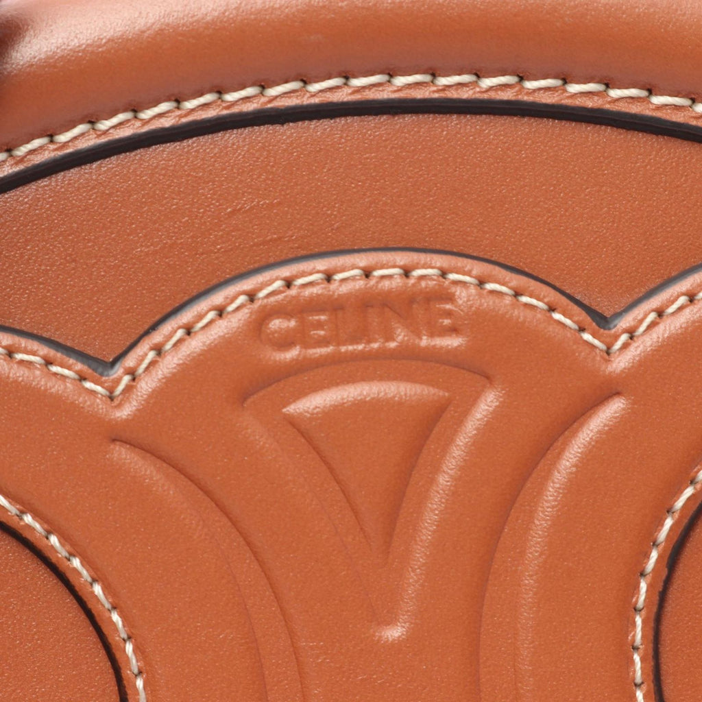 Celine Shoulder Bag Triomphe Oval Purse Cuir Brown Leather Cuil — view 4