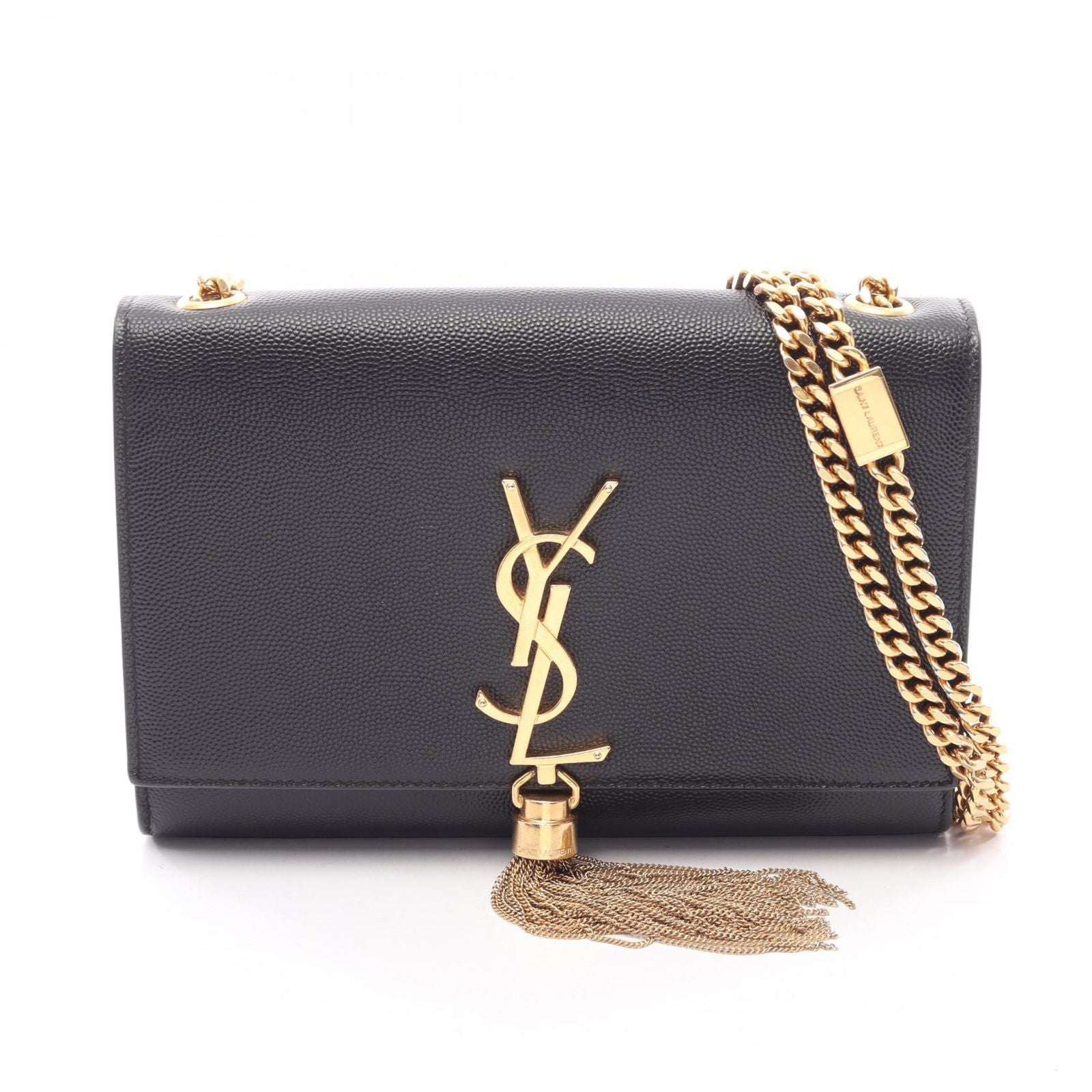 Saint Laurent Paris Shoulder Bag Kate Small Black Leather Tassel