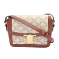 Celine Shoulder Bag Teen Triomphe Off White Brown Canvas Leather