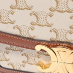 Celine Shoulder Bag Teen Triomphe Off White Brown Canvas Leather — view 6