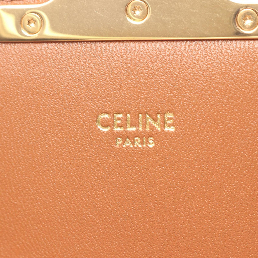 Celine Shoulder Bag Teen Triomphe Off White Brown Canvas Leather — view 4