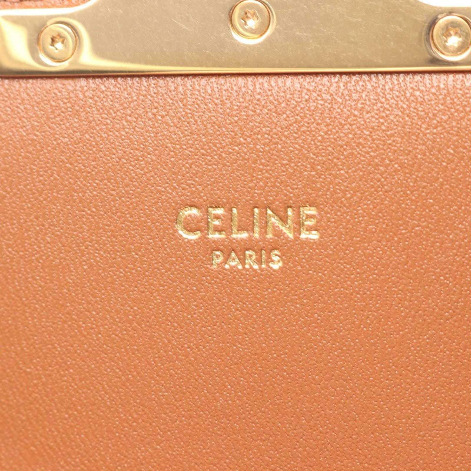 Celine Shoulder Bag Teen Triomphe Off White Brown Canvas Leather — view 4