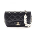 Chanel Shoulder Bag Quilted Small Flap Black Lambskin Chain