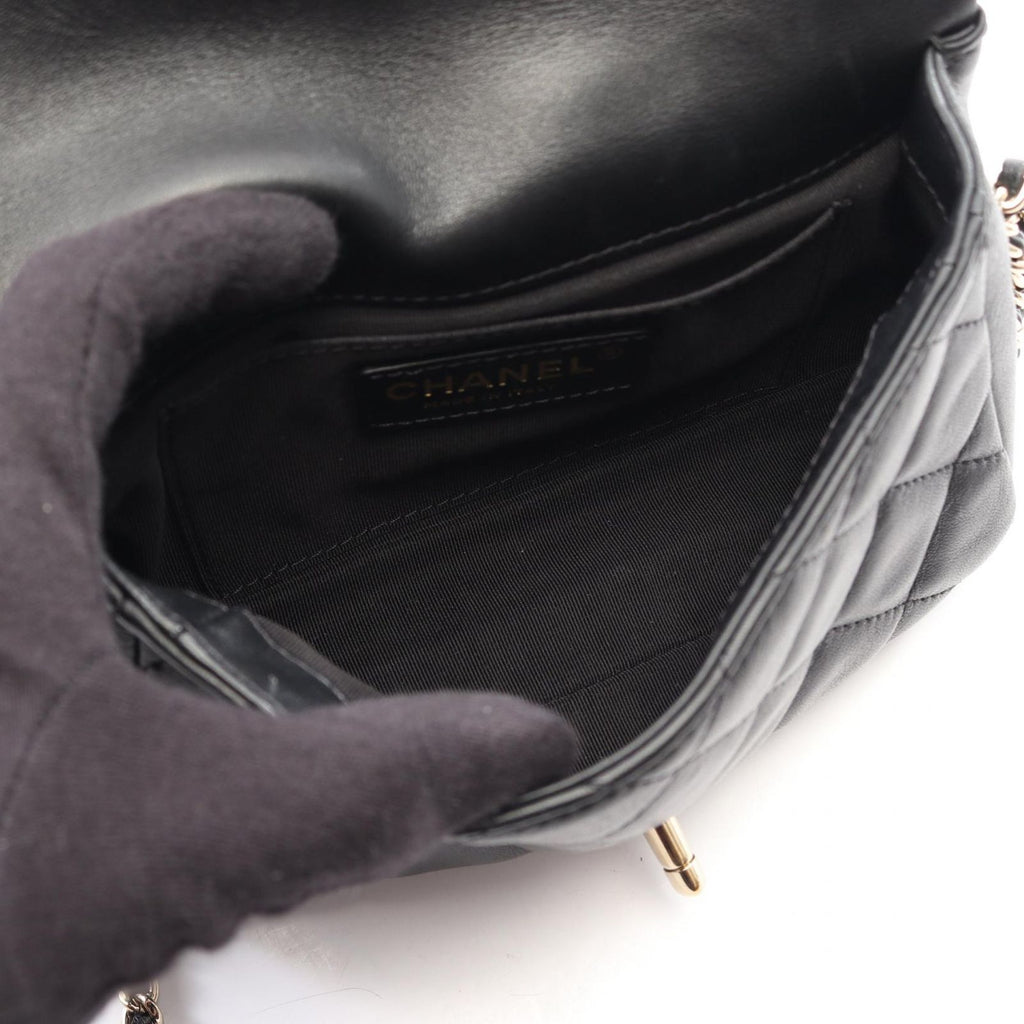 Chanel Shoulder Bag Quilted Small Flap Black Lambskin Chain — view 3