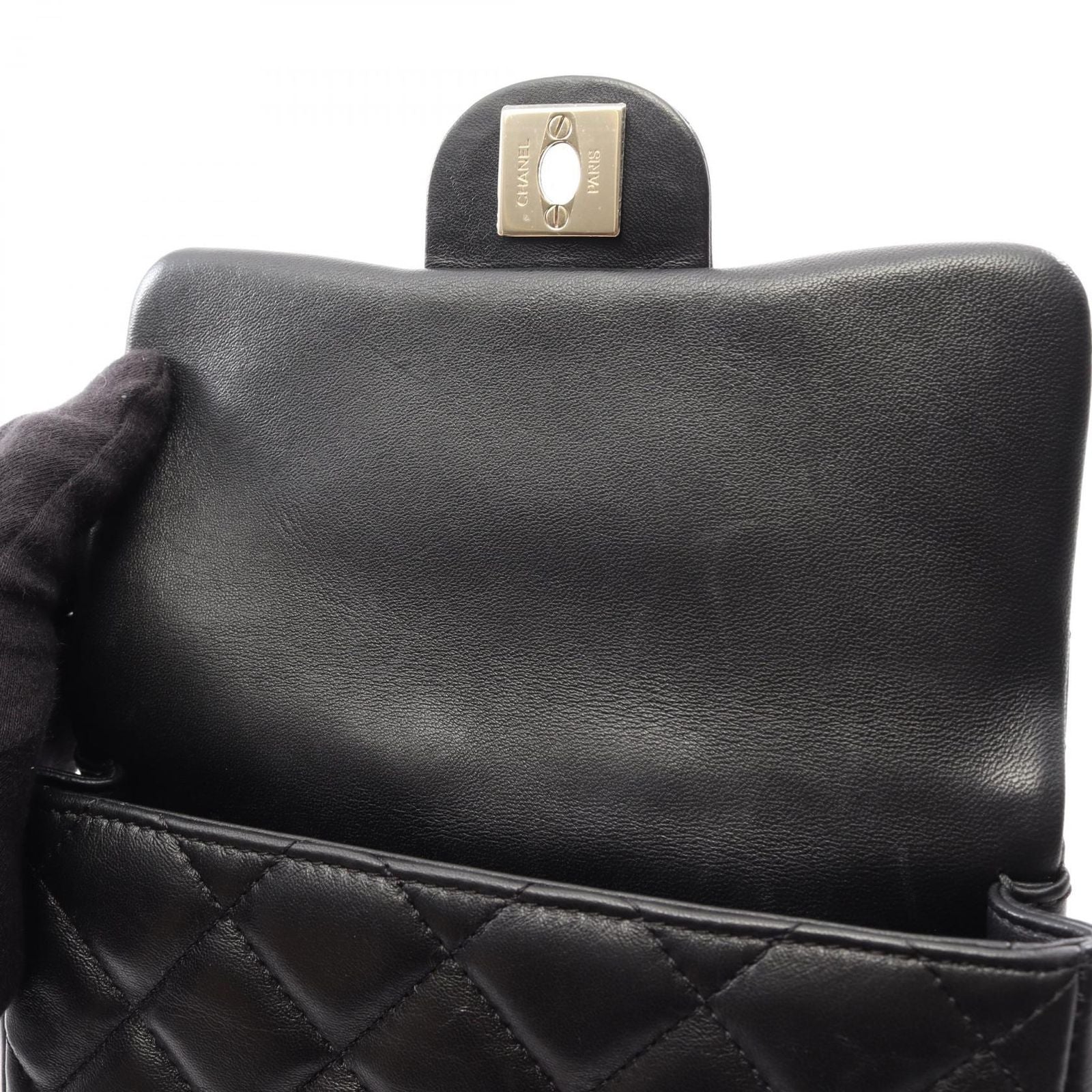 Chanel Shoulder Bag Quilted Small Flap Black Lambskin Chain — view 6