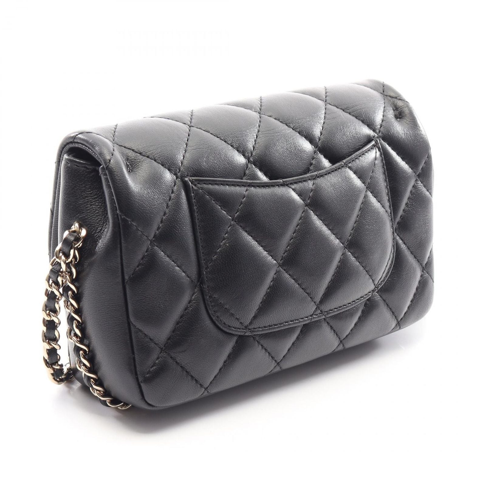 Chanel Shoulder Bag Quilted Small Flap Black Lambskin Chain — view 2