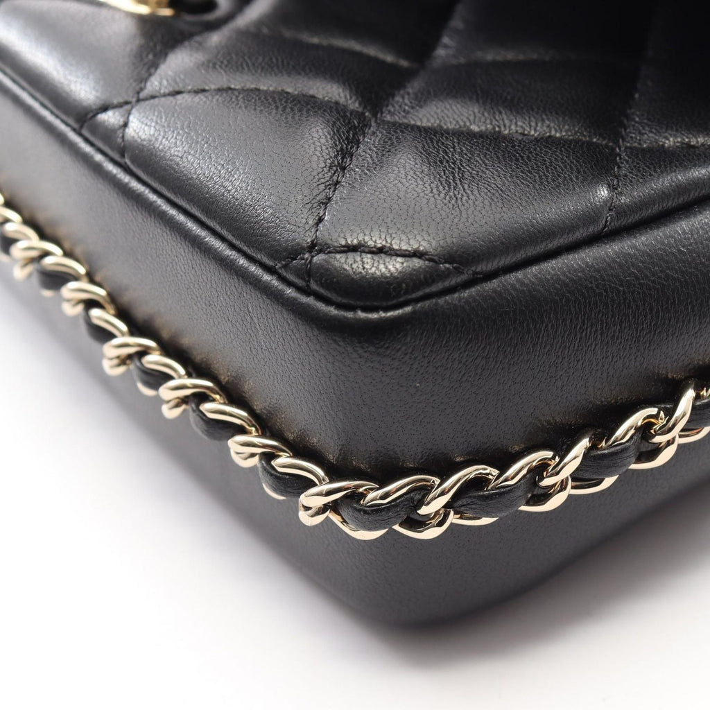 Chanel Shoulder Bag Quilted Small Flap Black Lambskin Chain — view 7