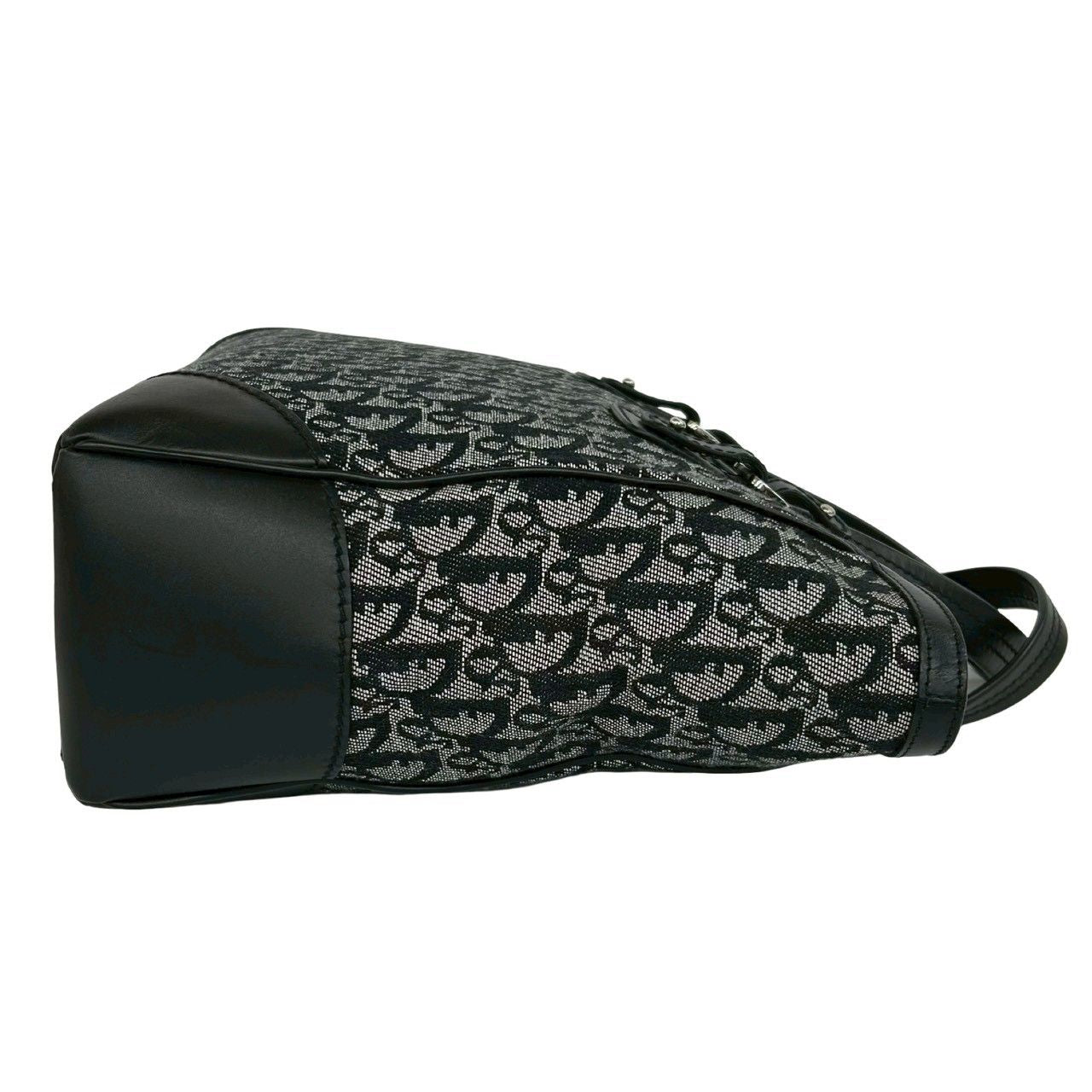 Dior Trotter Pattern Canvas Leather Tote Black — view 6