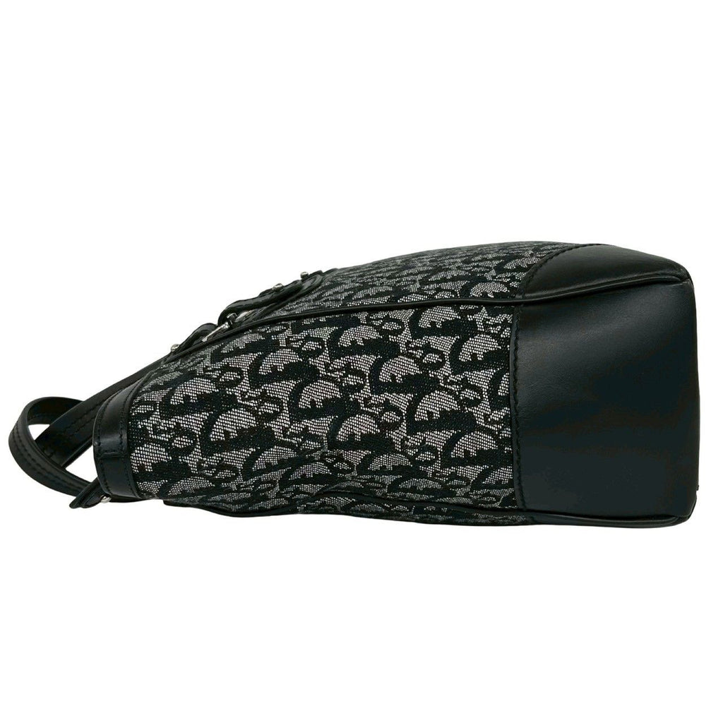 Dior Trotter Pattern Canvas Leather Tote Black — view 5