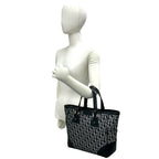 Dior Trotter Pattern Canvas Leather Tote Black — view 2