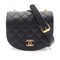 Chanel Shoulder Bag Quilted Small Flap Black Calf Chain