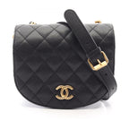 Chanel Shoulder Bag Quilted Small Flap Black Calf Chain