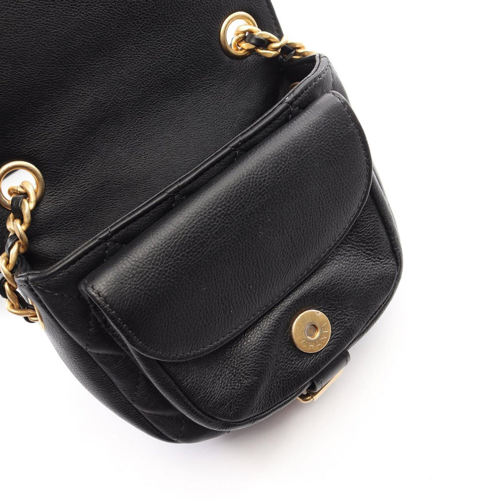 Chanel Shoulder Bag Quilted Small Flap Black Calf Chain — view 7