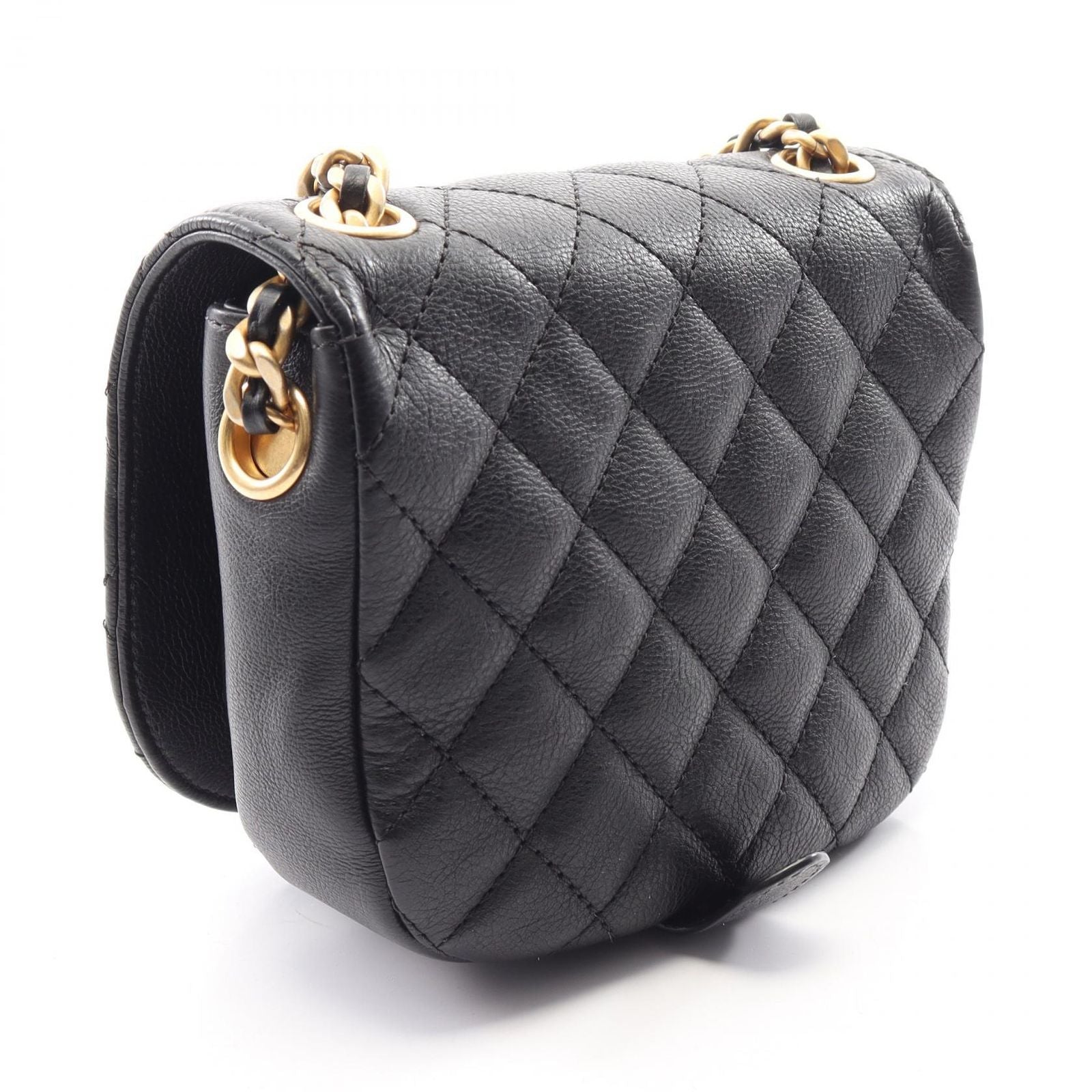 Chanel Shoulder Bag Quilted Small Flap Black Calf Chain — view 2
