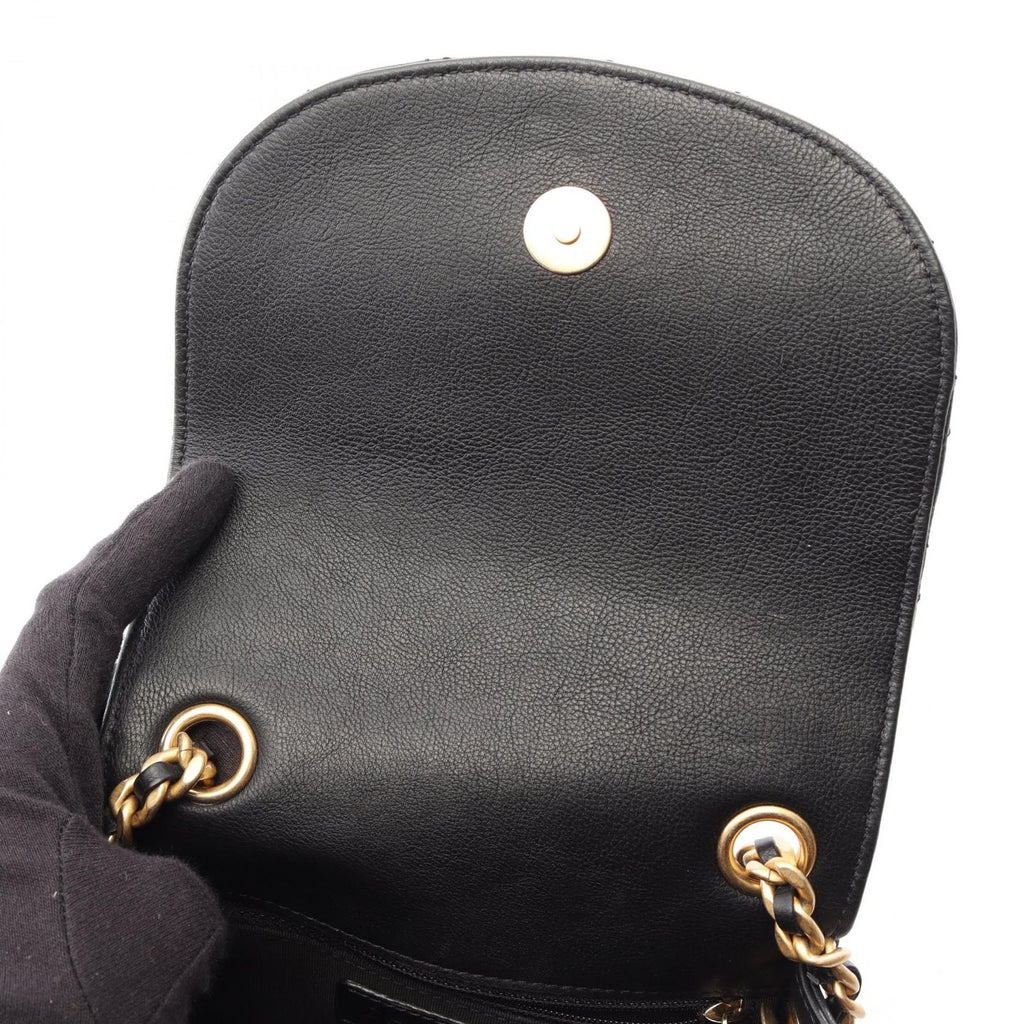 Chanel Shoulder Bag Quilted Small Flap Black Calf Chain — view 6