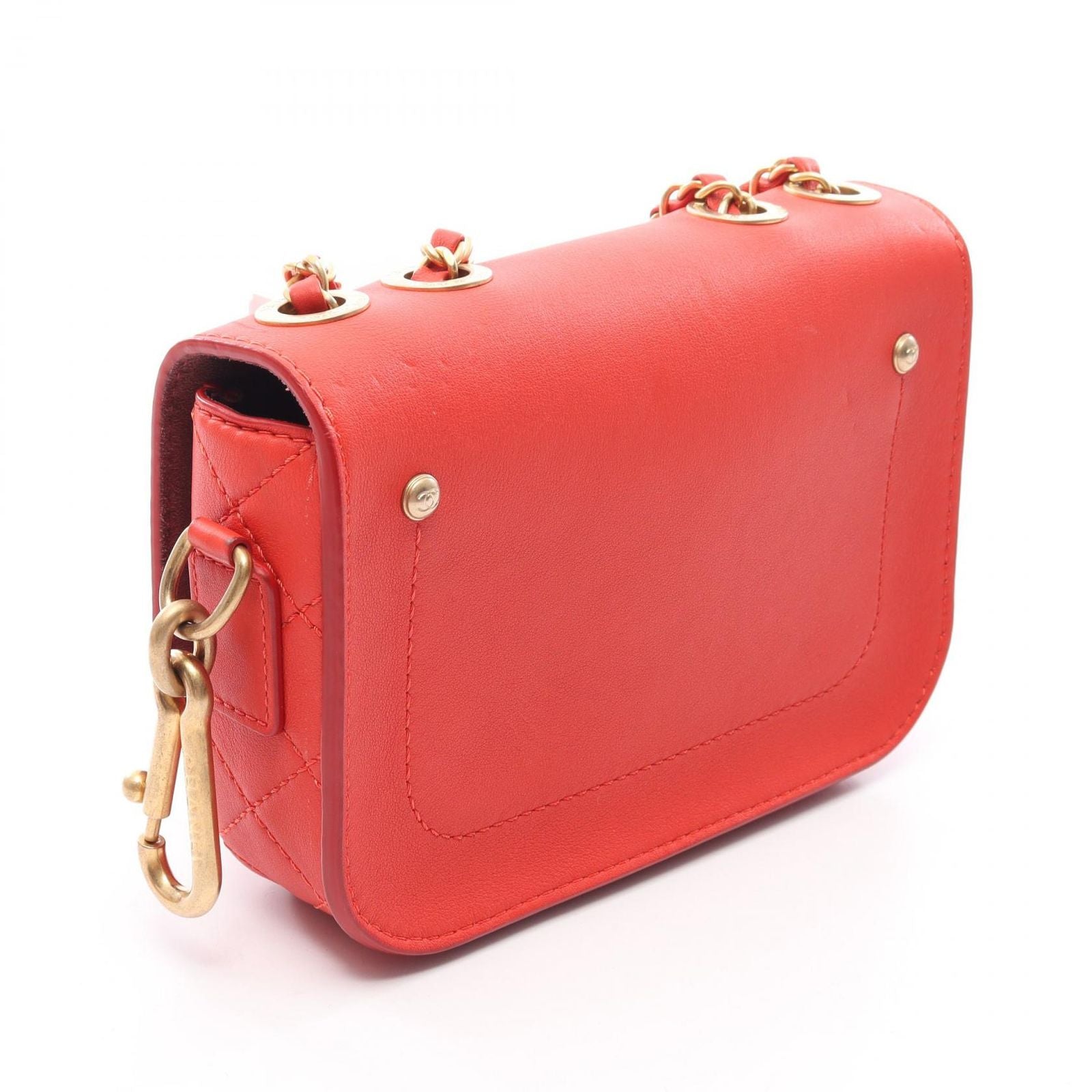 Chanel Shoulder Bag Quilted Orange Lambskin Mini Chain — view 2