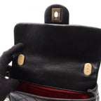 Chanel Shoulder Bag Quilted Black Lambskin Mini Pearl Chain — view 6