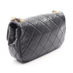 Chanel Shoulder Bag Quilted Black Lambskin Mini Pearl Chain — view 2