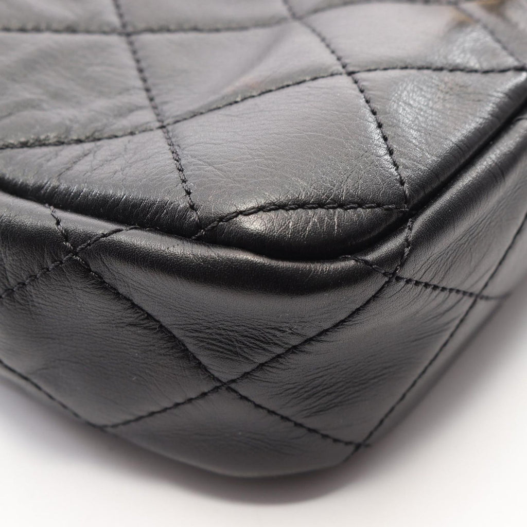 Chanel Shoulder Bag Quilted Black Lambskin Mini Pearl Chain — view 7