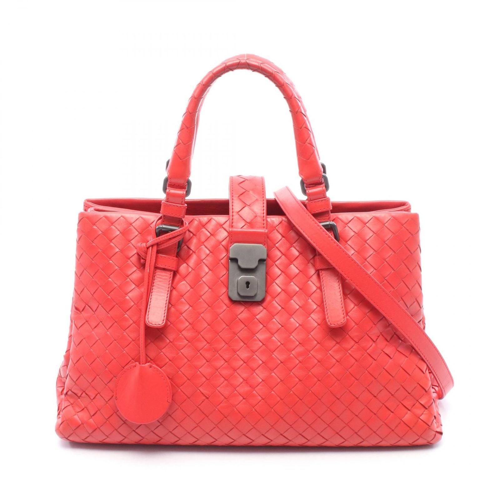 Bottega Veneta Handbag Intrecciato 2-Way Red Leather