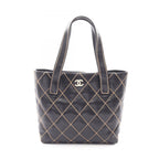 Chanel Tote Wild Stitch Black Leather