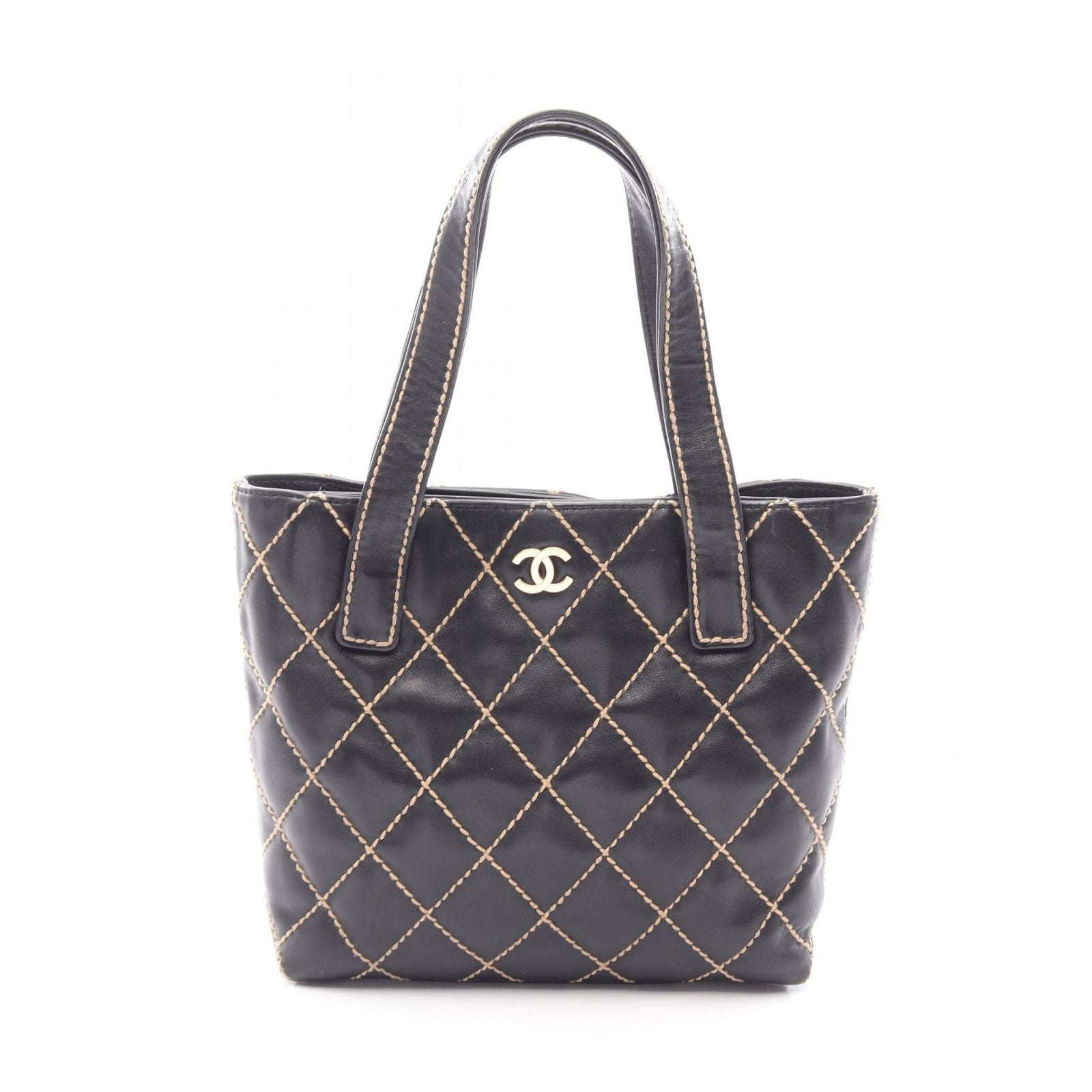Chanel Tote Wild Stitch Black Leather