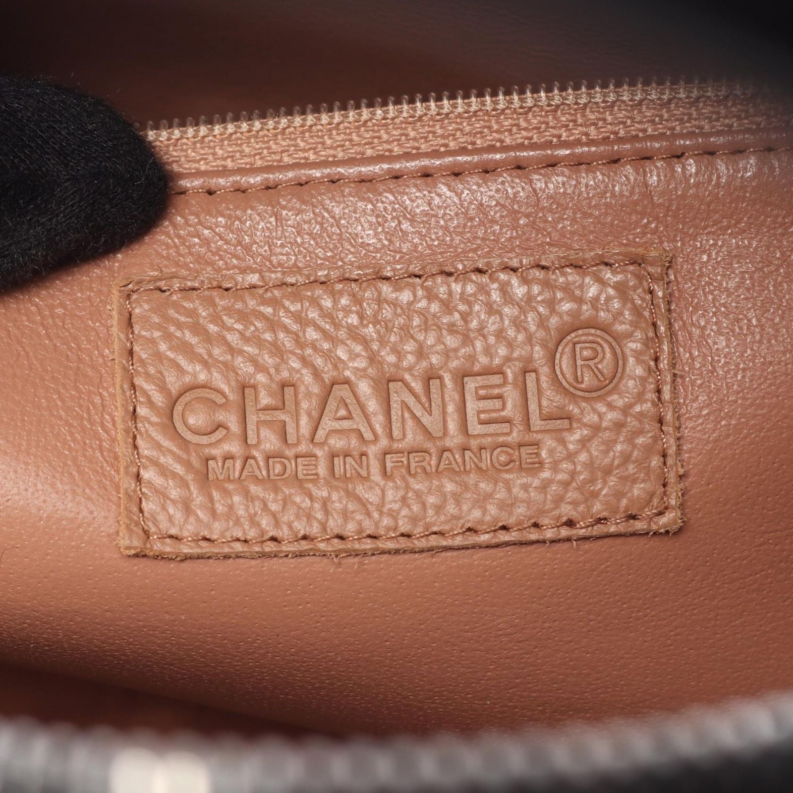 Chanel Tote Quilted Bowling Bag Brown Beige Black Caviar Leather — view 4