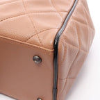 Chanel Tote Quilted Bowling Bag Brown Beige Black Caviar Leather — view 9